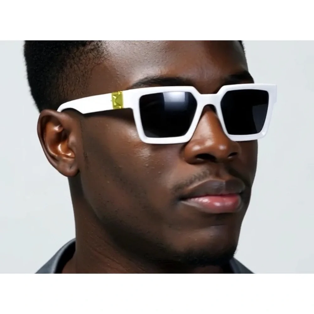 Square Sunglasses White Frame Fashion Trendy Sun Glasses Retro Rectangular Gafas